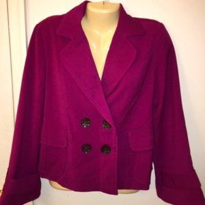 NWOT GEORGE by Mark Eisen Fuschia Pink Blazer L Solid Modern Wide Sleeve Vegan